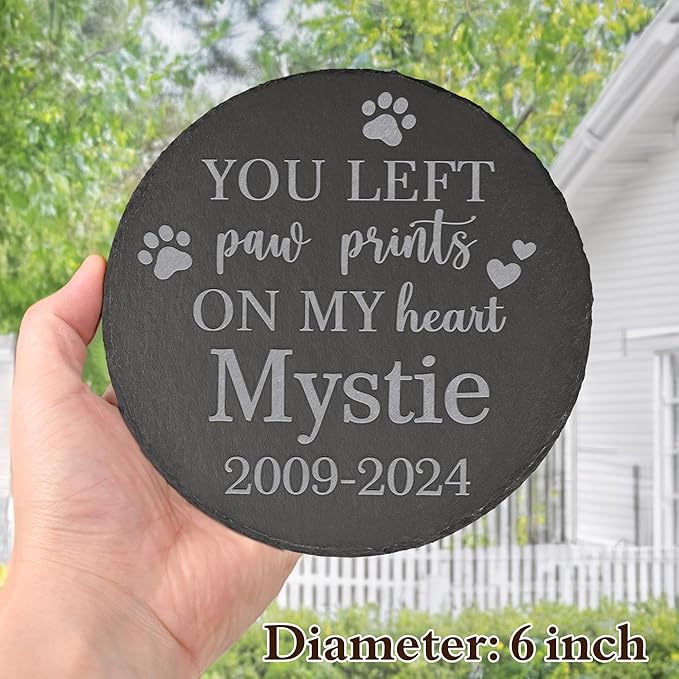 Pet Memorial Gift, Pet Memorial Stone, Sympathy Gift, Personalized Pet Memorial, Memorial Gift, Dog Memorial, Cat Memorial, Memorial Stone - You Left Paw Prints on My Heart