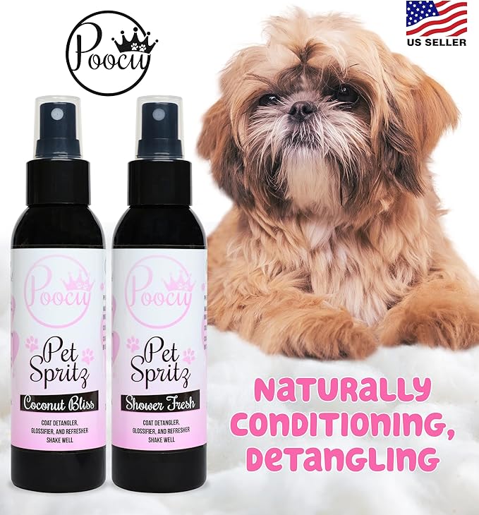 Deodorizing Pet Spray, Shower Fresh, Premium Dog Grooming Finishing Spritz Cologne & Perfume, Coat Detangler, Conditioner, Glossifier, and Refresher - Cruelty-Free Natural Ingredients