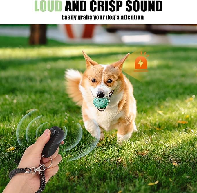 BARKIE Dog Training Clicker with Finger Ring and Wrist Strap 2 Pack, Multi-Carry Dog Clicker for Behavior Aids, Puppy Essentials & Pet Supplies for Dog Training and Walking(Black & White)