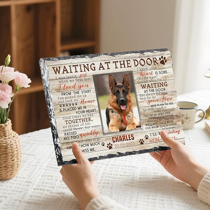 Personalized Dog Memorial Gifts for Loss of Dog, Custom Pet Memorial Stone with Photo Name, Pet Headstones for Dogs, Bereavement Sympathy Gifts for Dog Cat Lover