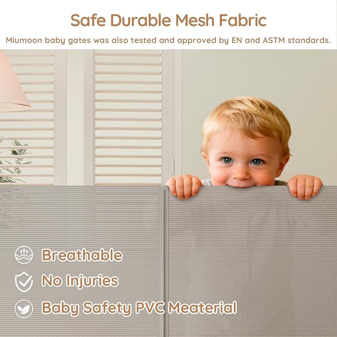 One-Hand Operation Retractable Baby Gates, 200 inch Retractable Gate with Reinforced Strip Design to Prevent Crawling Through, 16 FT Outdoor Retractable Gates Extra Wide for Garage
