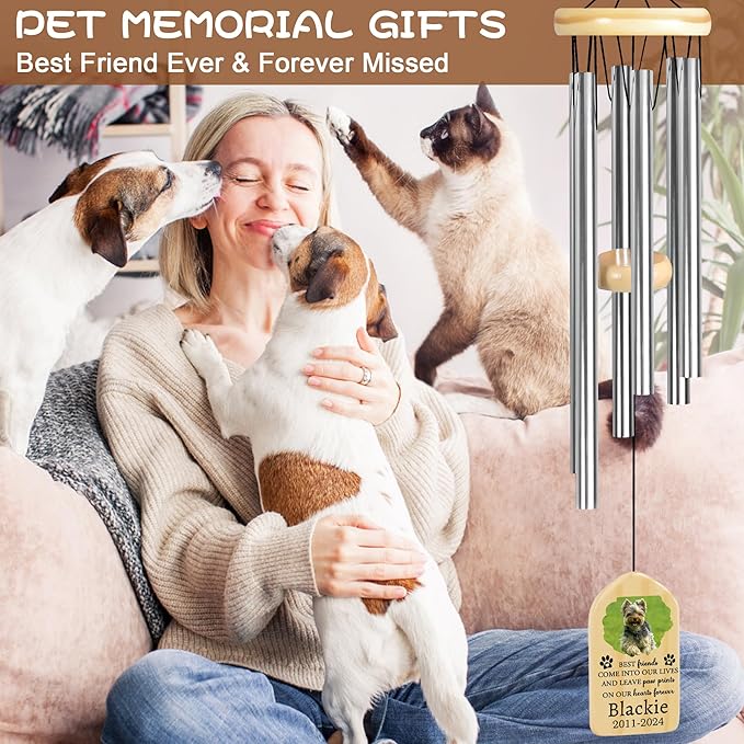 Personalized Memorial Wind Chime - Dog & Cat Loss Gifts - Sympathy Gift for Pet Bereavement - Come into Lives