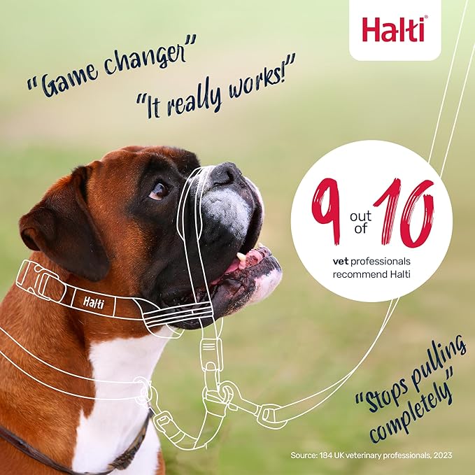 Halti Optifit Headcollar Size Medium & Halti Training Leash Size Large, Black Combination Pack - Stop Your Dog Pulling on the Leash. Adjustable with Padded Nose Band. Suitable for Medium Dogs
