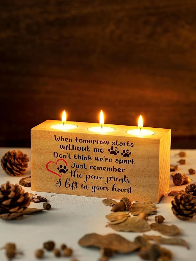 Dog Memorial Gifts for Loss of Dog, Pet Memorial Gifts for Dogs, Loss of Dog Sympathy Gift, Pet Loss Gifts, Dog Bereavement Gifts, Dog Cat Passing Away Gifts, Candle Holder 3 Votive Tea(When Tomorrow)