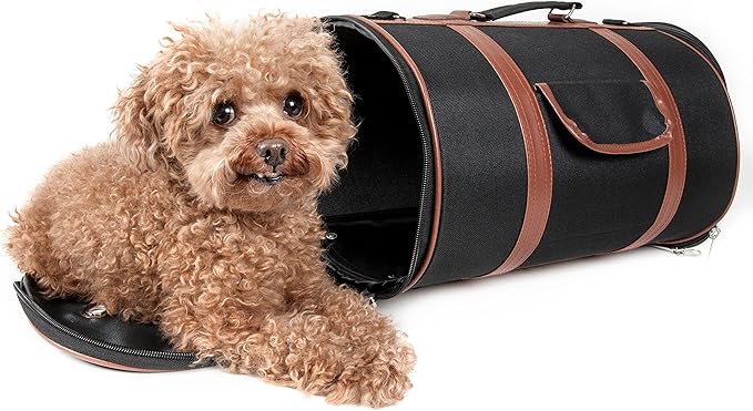 Pet Life ® Airline Approved Cynlider Fashion Pet Carrier - Airline Approved Travel Dog Carrier for Small Dogs and Cats