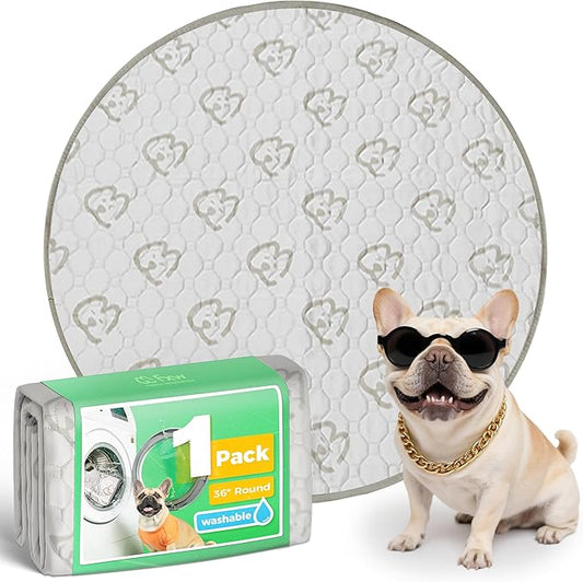 FXW Washable Pee Pads for Dogs, Leak-Proof & Non-Slip, Specifically Designed for Whelping Box, 36" Round, Khaki, 1 Pack