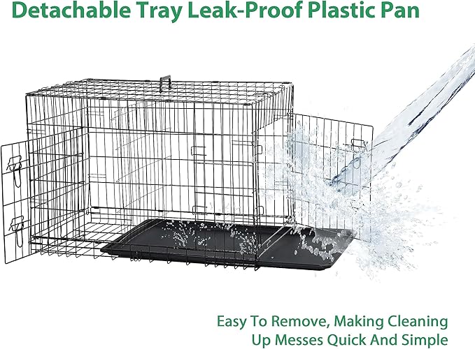 Dog Crates for Medium Dogs 36 Inch Dog Kennel Medium Dog Crate Foldable Dog Cage Double Door w/Leak-Proof Tray/Divider, Portable Dog Cage Collapsible Metal Dog Crate Dog Cages for Medium Dogs Indoor