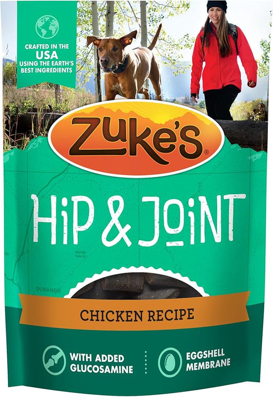 Zuke’s Hip and Joint Support Dog Treats for Adult Dogs of All Sizes, Senior Dog Treats made with Real Chicken, 16 oz. Resealable Pouch - 16 oz. Bag