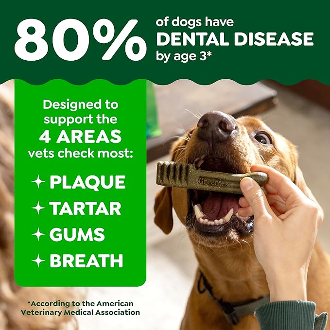 Greenies Veterinarian-Recommended Adult Natural Dental Dog Treats Teenie Size, Dog Dental Chews, Original Flavor, 36 oz. Pack, 130 Count
