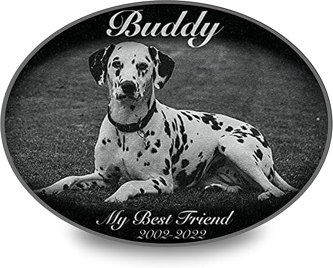 ADFSTONE Oval Shaped Pet Memorial Stones Personalized Dog Remembrance Gifts, Customized Cat Picture Grieving Plaque, DIY Gravestone, Custom Sympathy Photo Gift, Animal Grave Markers