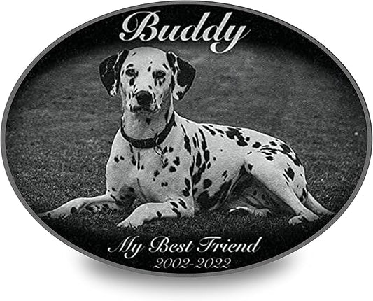ADFSTONE Oval Shaped Pet Memorial Stones Personalized Dog Remembrance Gifts, Customized Cat Picture Grieving Plaque, DIY Gravestone, Custom Sympathy Photo Gift, Animal Grave Markers
