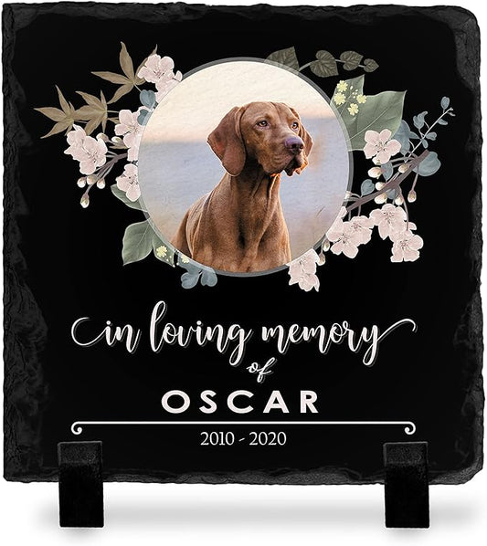 Pet Memorial Stone with Photo - 12"x12" - 6 Designs - Pet Grave Marker - Pet Headstone | Dog Memorial Stone - Garden Memorial Stones - Personalized Memorial | Waterproof - Outdoor & Indoor #2