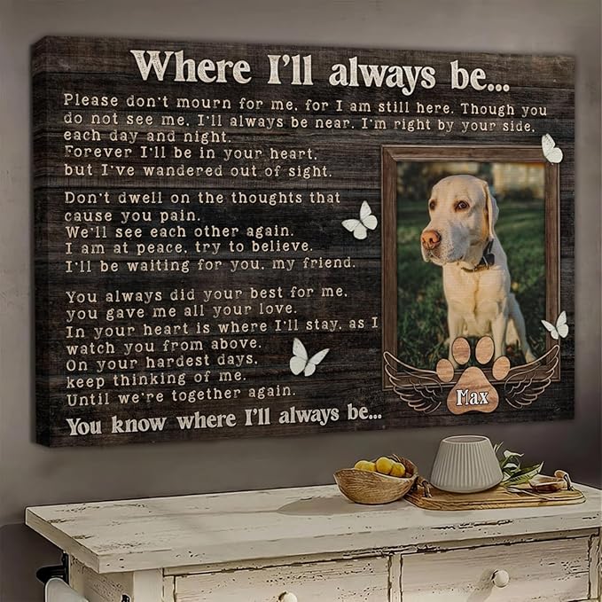 Dem Canvas Personalized Photo Canvas Prints, Pet Memorial Gifts - Dog & Cat Loss Gifts (18x12)