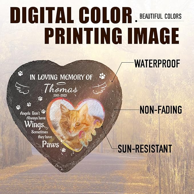 Dog Memorial Gifts for Loss of Dog, Personalized Dog Memorial Stone Plaque with Photo Name, Custom Dog Pet Grave Headstone, Loss of Dog Sympathy Gift for Dog Cat Lovers