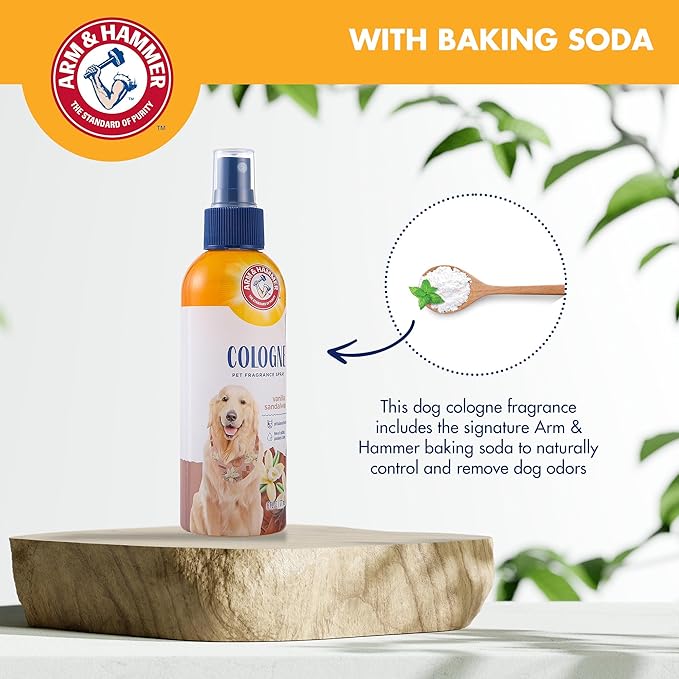 Arm & Hammer for Pets Cologne Pet Fragrance Spray for Dogs with Deodorizing Baking Soda, Vanilla Sandalwood Scented Dog Spray, 6 Ounces