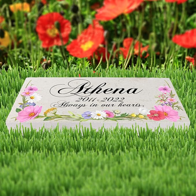 Personalized Pet Memorial Stone, 6x12 Custom Limestone Pet Grave Markers as Keepsake or Pet Remembrance, Thoughtful Pet Loss Gifts for Bereaved Pet Owners, Personalized Memorial Gifts (Athena)
