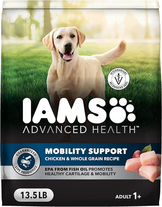IAMS Advanced Health Mobility Support, Dry Dog Food, Chicken & Whole Grain, Adult Dog Food Dry Recipe, 13.5 lb. Bag