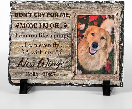 Custom Dog Memorial Gifts for Loss of Dog, Personalized Pet Memorial Stone with Photo Name, Pet Headstones for Dogs, Bereavement Sympathy Gifts for Dog Cat Lover