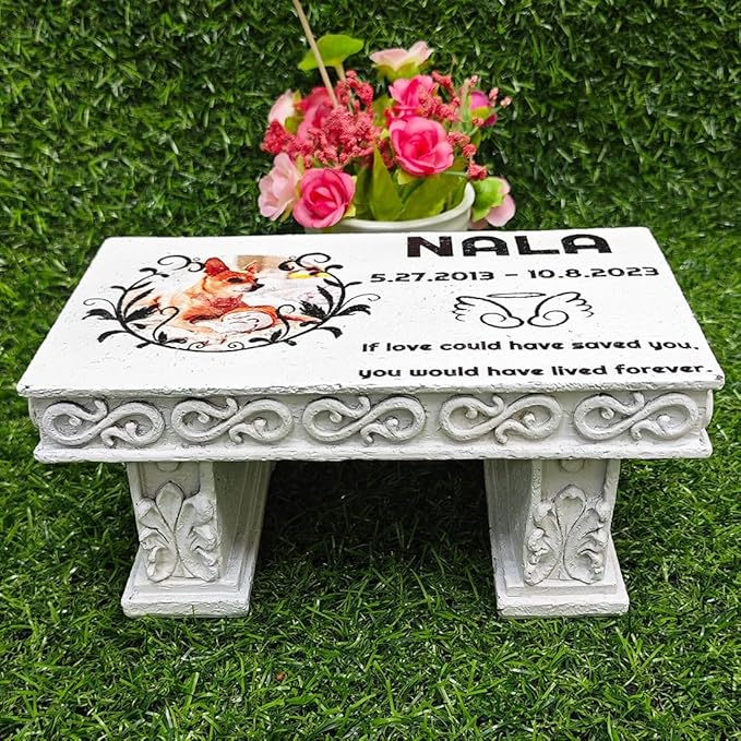 Personalized Memorial Bench for Pet Human, Custom Pet Memorial Stone with Colorful Photo, Pet Grave Marker Dog Headstone Cat Tombstone, Loss of Pet Gifts, Memorial Garden Plaque