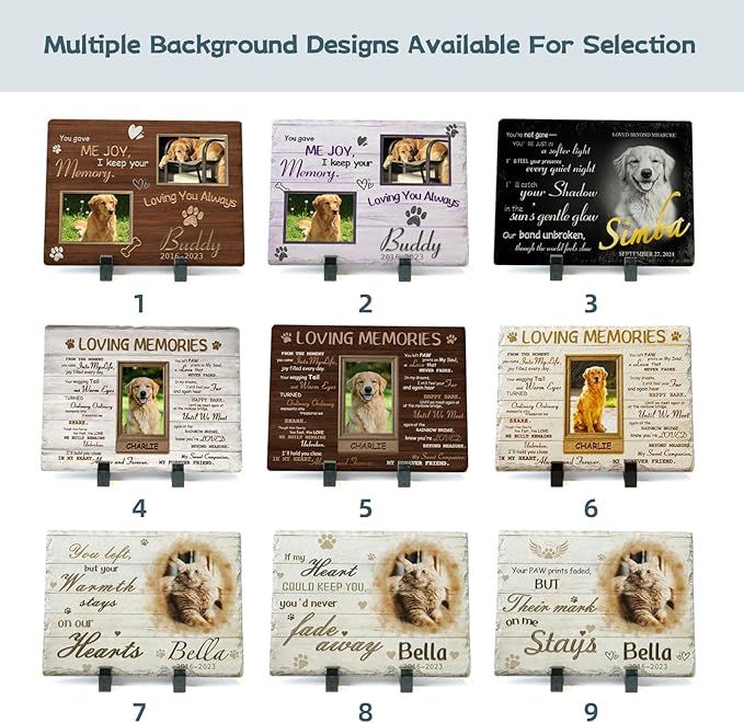 Goodoo Dog Memorial Gifts for Loss of Dog, Personalized Pet Memorial Stone Plaque, Sympathy Gift for Pet Lovers, Changing Colorful Background to Paint Loving Memory, Garden Decor