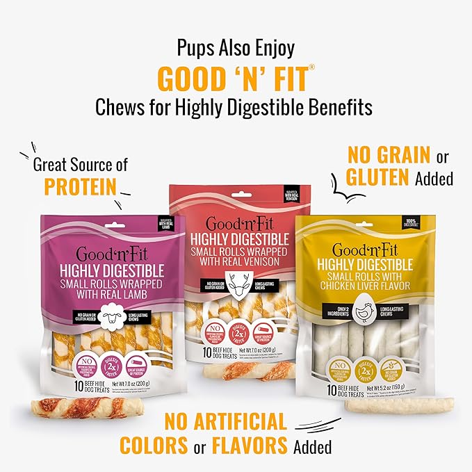 Good 'n' Fun Triple Flavor Wings Chews for All Dogs, 4 Ounces, Treat Your Dog to Long-Lasting Chews Made with Chicken, Beef Hide and Pork Hide (Pack of 2)