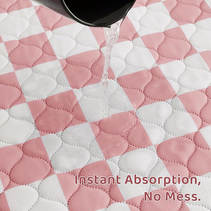 Ralxion 2 Pack Pink Checkered Washable Pee Pads for Dogs, Checkered Reusable Dog Pee Pads, for Puppy Playpen, Crate, Whelping Box, Potty Training, Cute Aesthetic Absorbency, Leak-Proof Non-Slip
