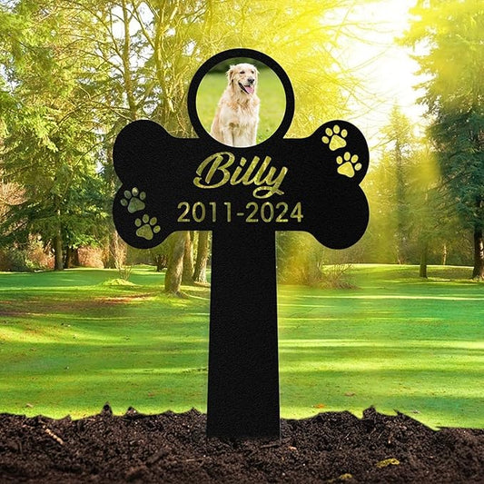 Custom Dog Grave Markers Outdoor, Personalized Pet Grave Marker Dog Memorial with Photo and Name, Outdoor Weatherproof Pet Cemetery Sign, Personalized Dog Memorial Gifts for Loss of Dog