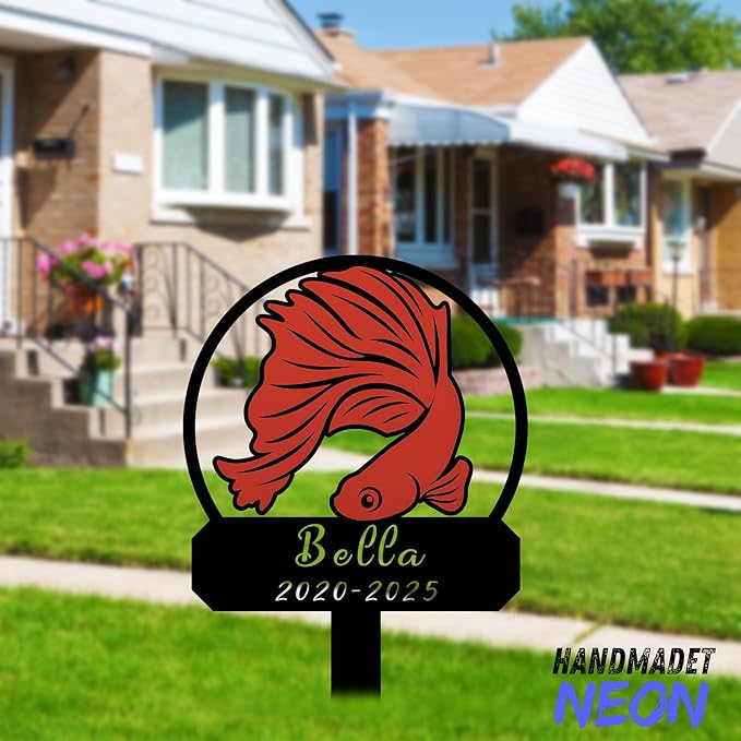 Goat Memorial Metal Stake Personalized Sympathy Gift Custom Name Goat Garden Stake Farm Decor Goat Grave Marker Pet Grave Marker Garden Decor (Betta Red Color)