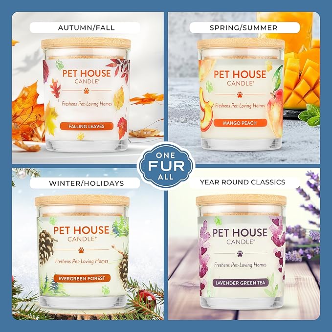 Pet House Candles, Soy-Based, Long Burning Scented Candles for Pet Homes, 60 Hour Burn Time - Watermelon Mojito, 9 oz, 2 Pack