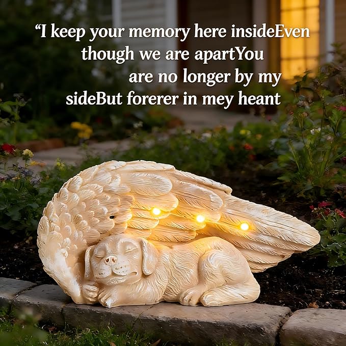 Dog Memorial Gifts – Dog Memorial Gifts for Loss of Dog, Pet Memorial – Forever My Guardian Angel Garden Solar Light & Pet Memorial Stone