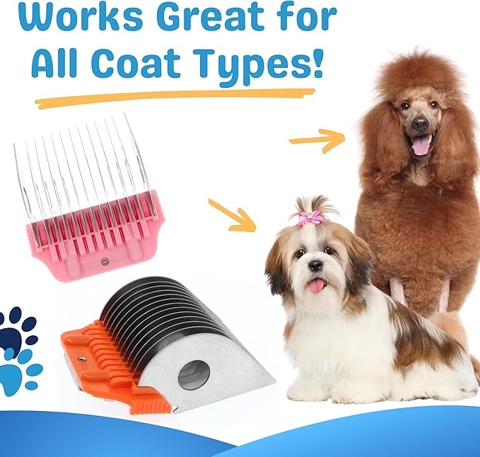 10Pcs Wide Guard Combs Dog Grooming (3mm 6mm 10mm 13mm 16mm 19mm 22mm 25mm 32mm and 38mm) | Wide Clipper Guard Attachment Set Fits for A5 Series Clipper| Wide Clipper Comb Set (WIDE COMB10SET)