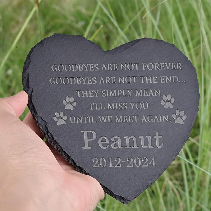 Pet Memorial Gifts, Pet Memorial Stone, Dog Memorial Stone, Dog Memorial Gifts for Loss of Dog, Cat Memorial Gifts, Pet Loss Gift, Loss of Dog Sympathy Gift, In Memory of Pet - Goodbye Are Not Forever