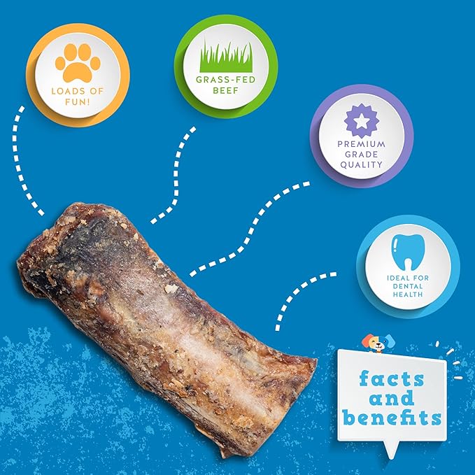 Jack&Pup Rib Bones for Dogs (24 Oz Bag), All Natural Beef Bones for Dogs, Single Ingredient Bone Marrow, Dog Rib Bones Bites