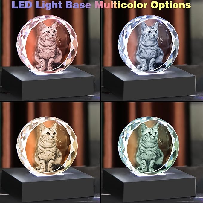 Pet Memorial Gifts for Dogs,Cats,3D Crystal Photo,Custom 3D Pictures,Dog Memorial Gift,3D Laser Etched Picture, Customized Gifts,Personalized Photo Gifts