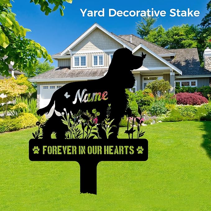 Custom Cocker Spaniel Cocker Dog Memorial Stake, Personalized Dog Grave Marker, Metal Pet Tombstone, Outdoor Sympathy Sign for Garden Yard Decor, Pet Loss Gift