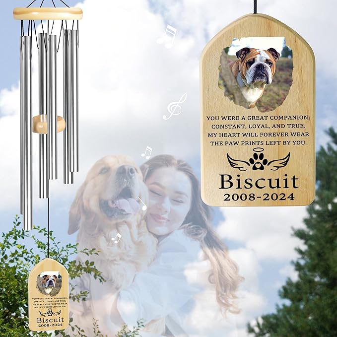 Dog Memorial Gifts for Loss of Dog, Pet Memorial Wind Chime, Pet Memorial Gifts, Pet Loss Gifts, Loss of Dog Sympathy Gift, Dog Remembrance Gift, in Memory of Dog Cat - Great Companion