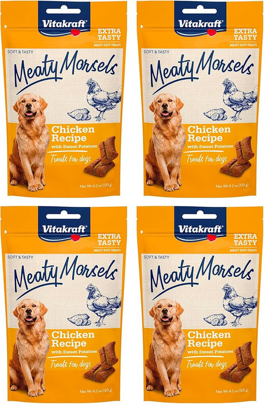 Vitakraft Meaty Morsels Dog Treat, Chicken Recipe with Sweet Potato, Value-Pack, 4 Count