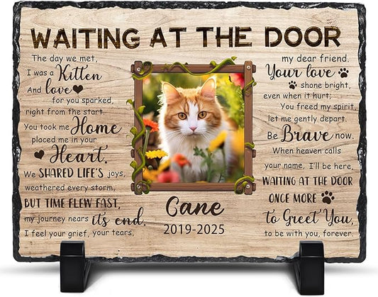 Ship Next Day, Customized Pet Memorial Stones for Dogs Cats Memorial Gifts for Loss of Dog Death Sympathy Gift with Photo Picture Name Date Personalized Pet Frame