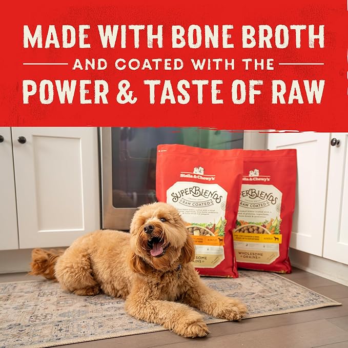Stella & Chewy's SuperBlends Raw Coated Wholesome Grains Cage-Free Chicken & Duck Recipe with Superfoods, 3.5 lb. Bag