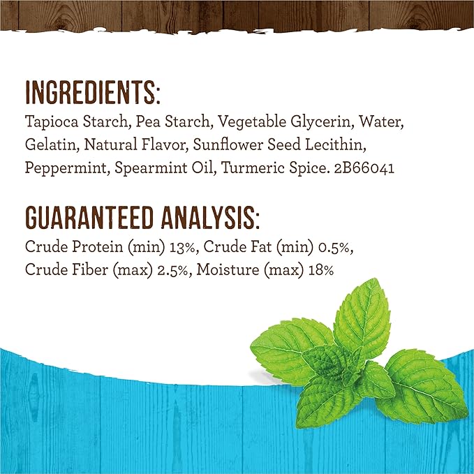 Merrick Fresh Kisses Natural Dental Chews, Toothbrush Treat Shape Infused With Real Mint, Small Dogs 15-25 Lbs - 36 ct. Box