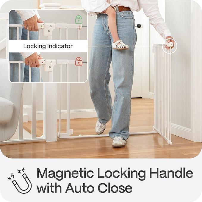 Perma Child Safety Safe Step Baby Gate for Stairs & Doorways, Rental Safe, Install Pressure in Minutes, Mounted Gate, Auto Close, Stay Open, Ultra-Low Bar (38.2–45.7" Wide x 30" Tall)