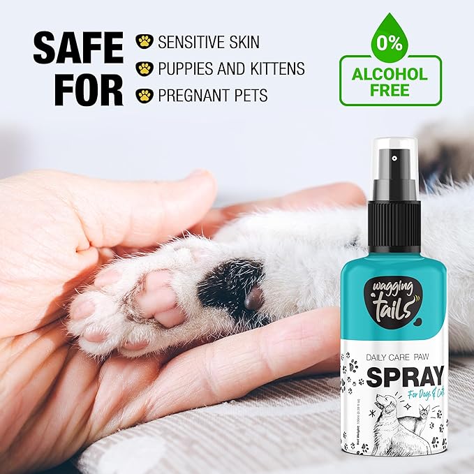 Wagging Tails 6-in-1 Paw Spray for Dogs and Cats, 3.38 fl oz Pack of 2 | All-Weather Pet Spray | Soothes Elbows & Paws, Heals Cracked Paws, Moisturizes Paw Pads | Controls Odor & Keeps Pets Clean