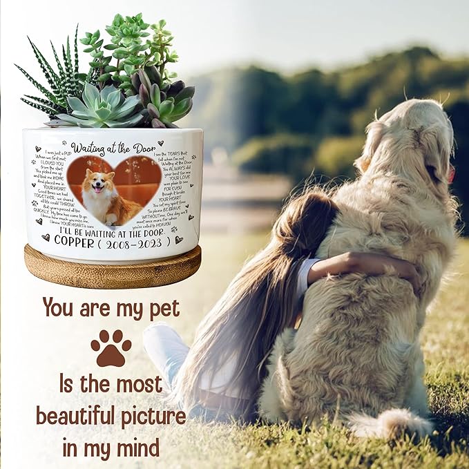 Customized Dog Memorial Picture Plant Pots Pet Remembrance Dog Photo Plant Pot Bedroom Decor Funeral Keepsake Memorial Bereavement Gifts For Loss Of Picture Gifts For Someone Lost
