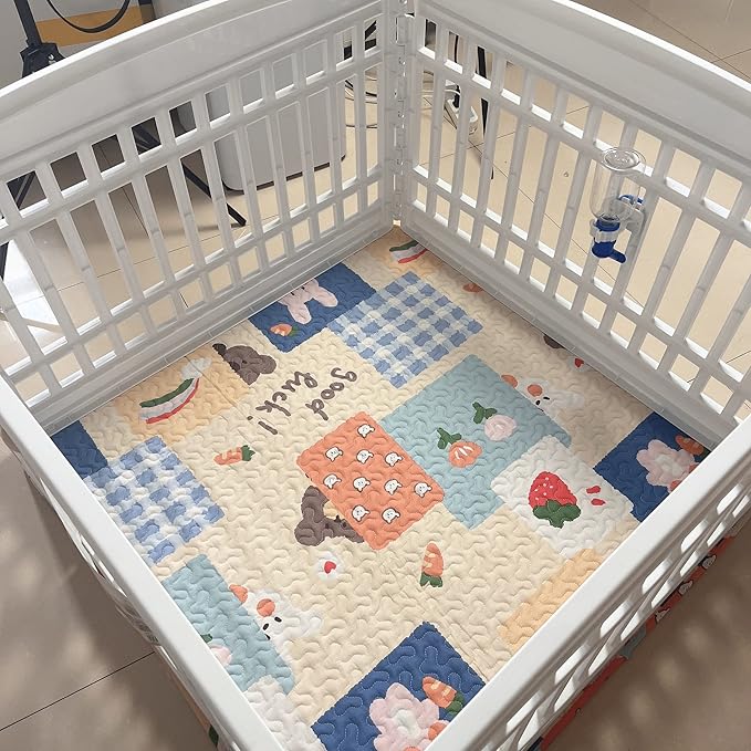 Dog Playpen Mat Crate Mat Puppy Pads, Lovely Dog Crate Pad, Anti-Slip Bottom,[PLAYPEN NOT Included !] Waterproof Reusable Whelping Playpen Crate Reusable Washable Pet Mattress Pads Pet Training Pads