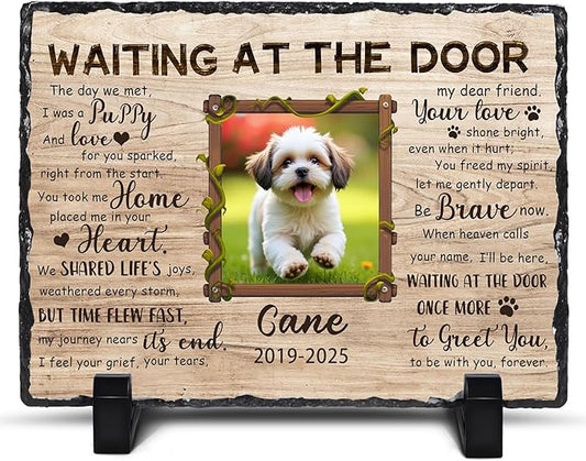 Ship Next Day, Customized Pet Memorial Stones for Dogs Cats Memorial Gifts for Loss of Dog Death Sympathy Gift with Photo Picture Name Date Personalized Pet Frame