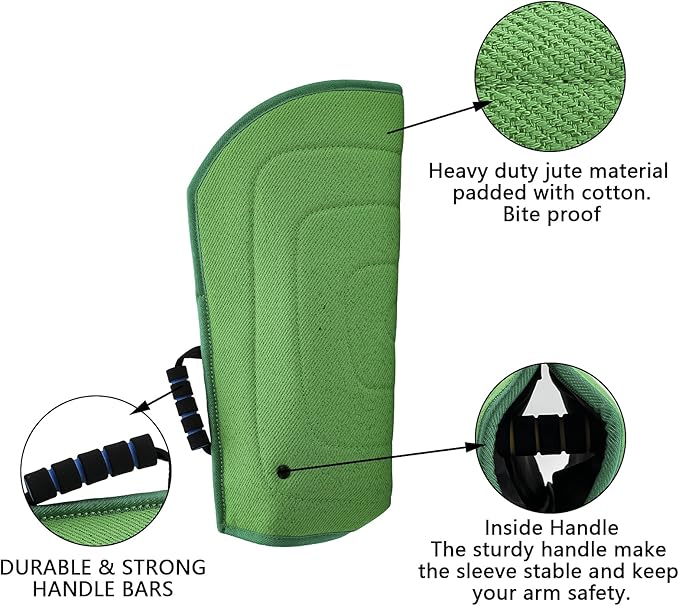 Dog Bite Sleeve Training Protection, Heavy Duty Nylon Durable, Fit Pit Bull German Shepherd Malinois, Puppy Small Dogs Training Biting Tugging War Toy - Dark Green