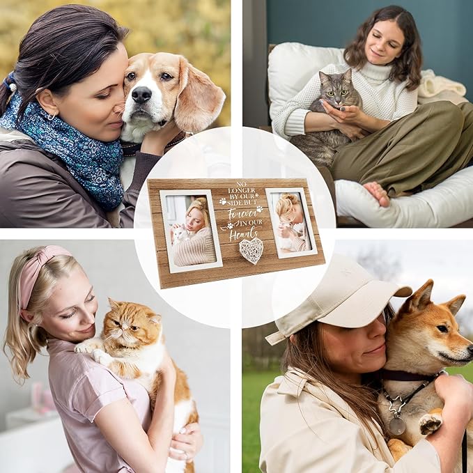 Loss of Dog Sympathy Gift, Pet Memorial Frame in Memory of Dog Pet Remembrance Memorial Gifts for Dogs Cats, Dogs Picture Frame of Double 4×6 Photo for Pet Lover