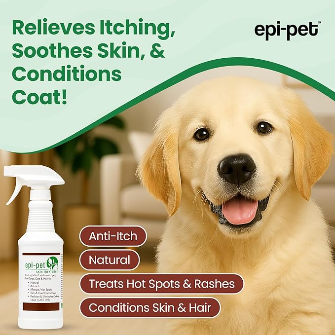 Epi-Pet Veterinary Formulated Dog Hot Spot and Dog Itch Spray, Pet Skin Treatment Spray for Allergies, Deshedding and Redness, Use it as Skin and Coat Conditioner (16 Fl Oz (Pack of 1), Cedar)