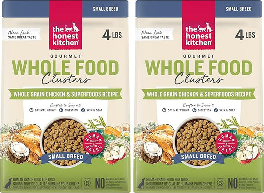 The Honest Kitchen Whole Food Clusters Small Breed Whole Grain Chicken Dry Dog Food,4 lb Bag,(Pack of 2)