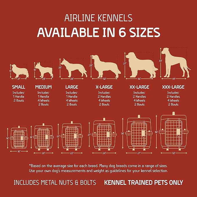 SportPet Airline Compliant XX-LARGE 36" Travel Dog Kennel-Durable Plastic Airline Pet Carrier w/ Removable Wheels & Food Bowls, Collapsible Indoor/Outdoor Dog Kennel, Dogs up to 36"L & 27"H-Cream/Gray